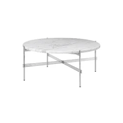 TS Coffee Table Ø80, white carrara marble/steel