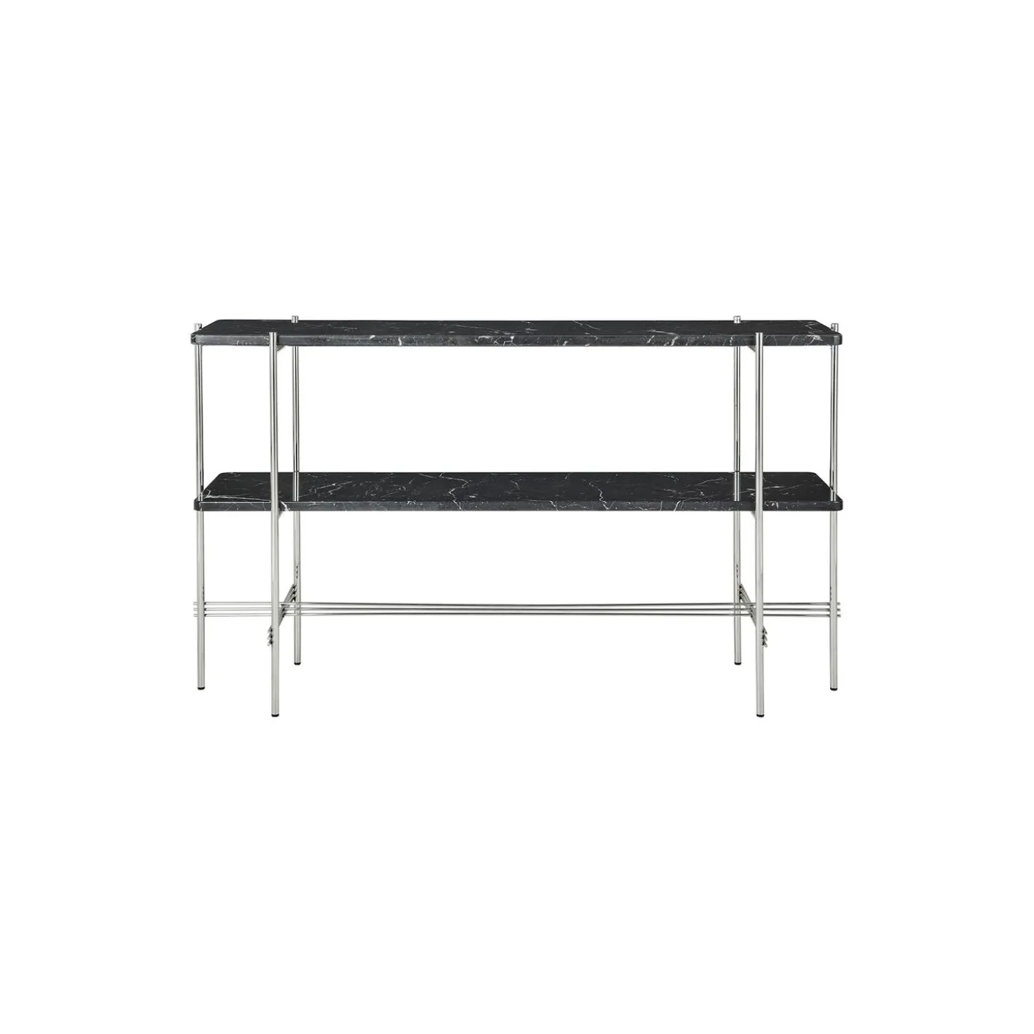 TS Console with 2 Racks, black marquina marble/steel