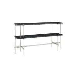 TS Console with 2 Racks, black marquina marble/steel