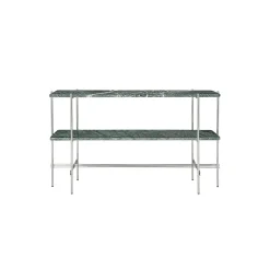 TS Console with 2 Racks, green guatemala marble/steel