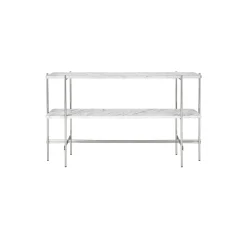 TS Console with 2 Racks, white carrara marble/steel