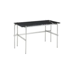 TS Desk, black marquina marble/steel