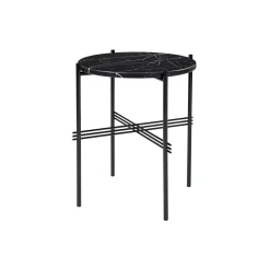 TS Side Table Round, black marquina marble/black