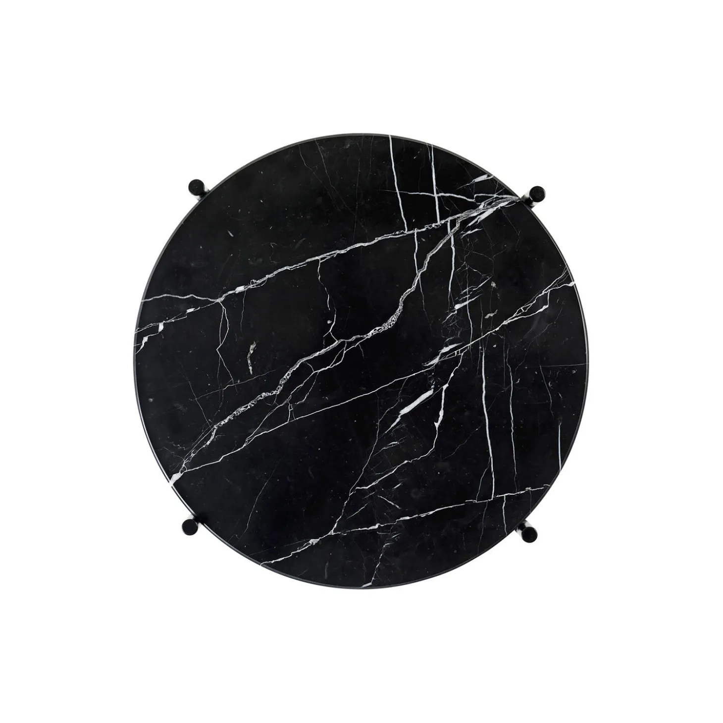 TS Side Table Round, black marquina marble/black