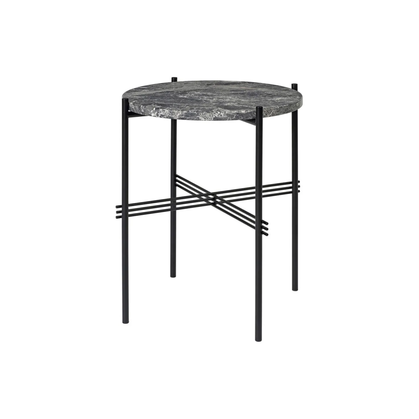 TS Side Table Round, grey emperador marble/black