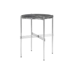 TS Side Table Round, grey emperador marble/steel
