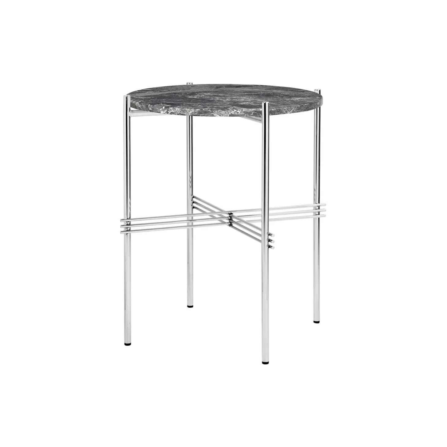 TS Side Table Round, grey emperador marble/steel