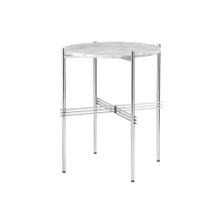 TS Side Table Round, white carrara marble/steel