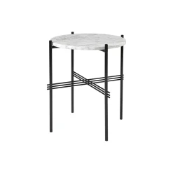 TS Side Table Round, white carrara marble/black