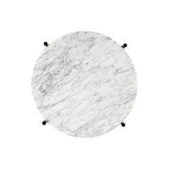 TS Side Table Round, white carrara marble/black