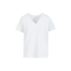 T-shirt with v-neck - Mid sleeves, white