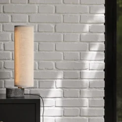 Unbound Table Lamp, grey marble/canvas