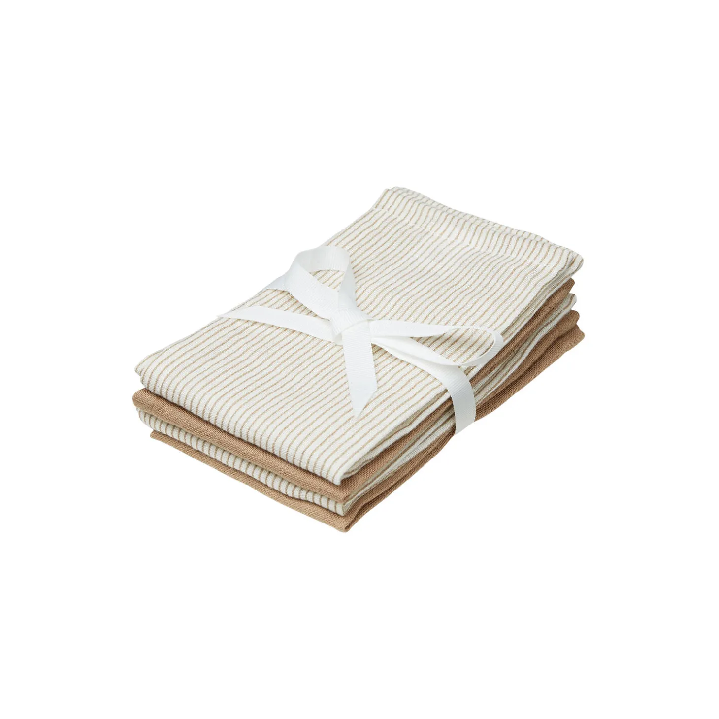 Vaskeklude 4-pak, classic stripes camel