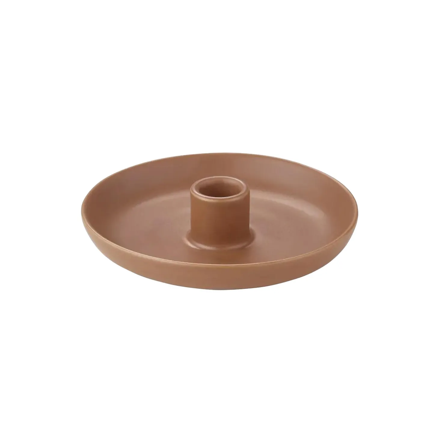 VELA Rund Lysestage M, amber brown