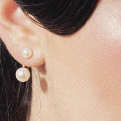 VENUS ARCH ØRERINGE, forgyldt/hvid