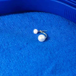 VENUS ARCH ØRERINGE, forgyldt/hvid