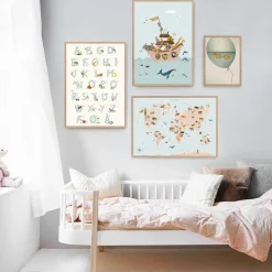 Verdenskort med dyr plakat