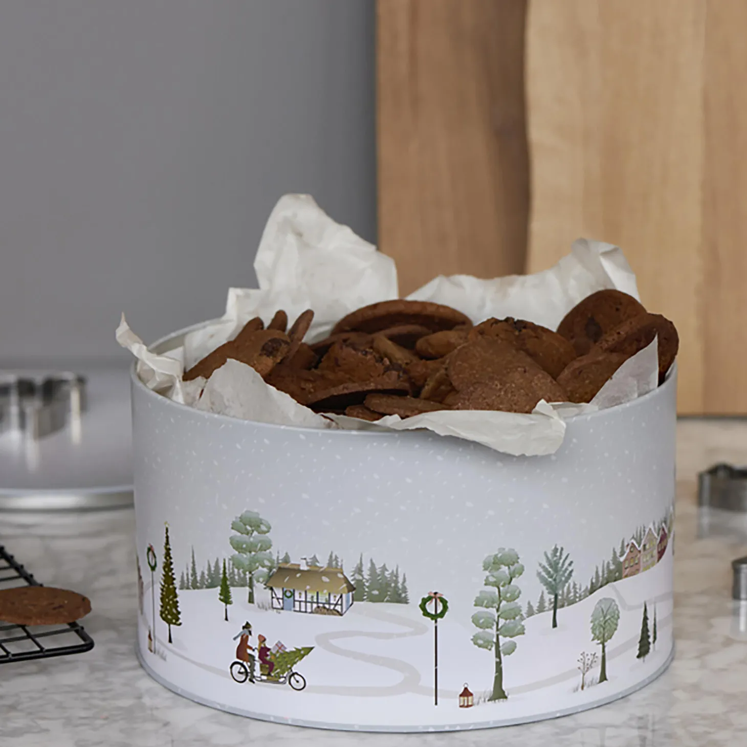 Vinter kagedåsesæt 2 dele, arctic ice/woodrose