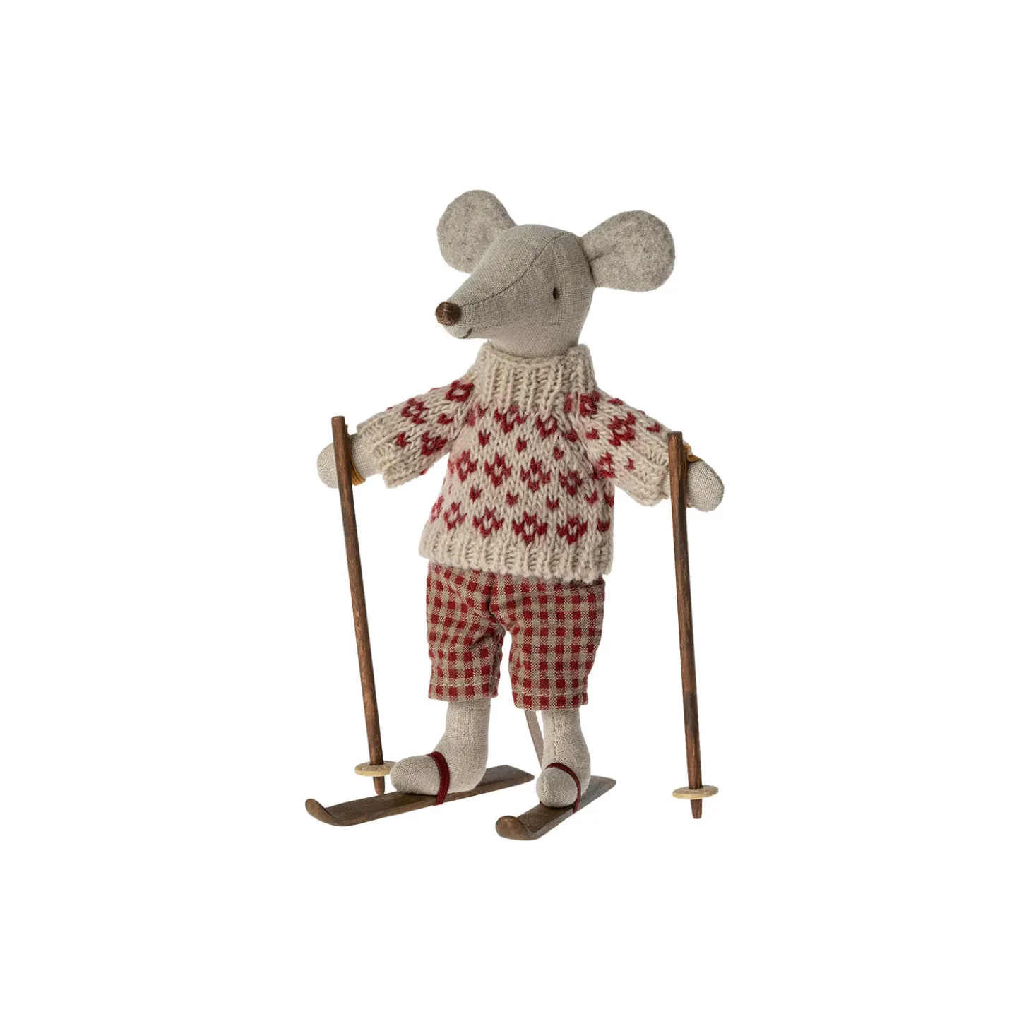 Vintermus med ski, mor