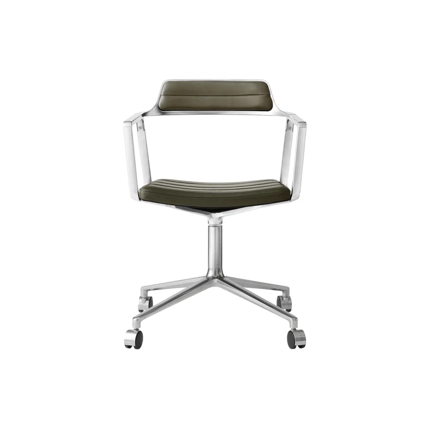 VIPP452 Swivel Chair with Castors, bosco green/polished aluminium