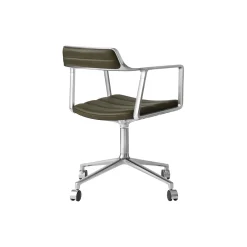 VIPP452 Swivel Chair with Castors, bosco green/polished aluminium