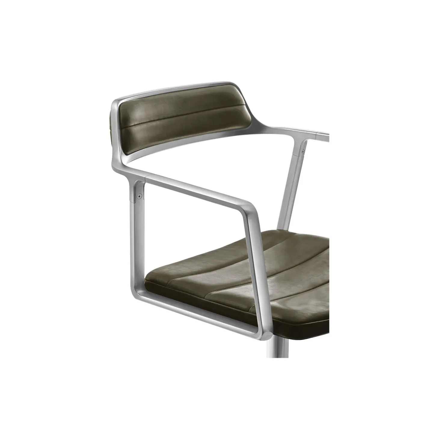 VIPP452 Swivel Chair with Castors, bosco green/polished aluminium