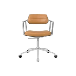 VIPP453 Swivel+ Chair with Castors, camel/polished aluminium