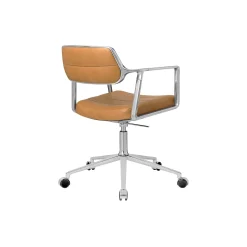 VIPP453 Swivel+ Chair with Castors, camel/polished aluminium