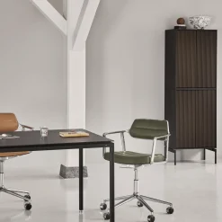 VIPP453 Swivel+ Chair with Castors, bosco green/polished aluminium