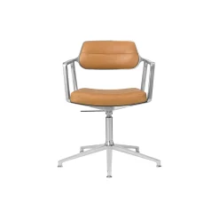 VIPP453 Swivel+ Chair with Gliders, camel/polished aluminium