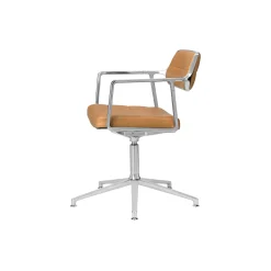 VIPP453 Swivel+ Chair with Gliders, camel/polished aluminium