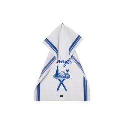 Viskestykke i økologisk bomuldstwill med print, white/blue