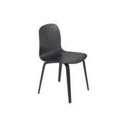 Visu Chair with Wood Base, black/black