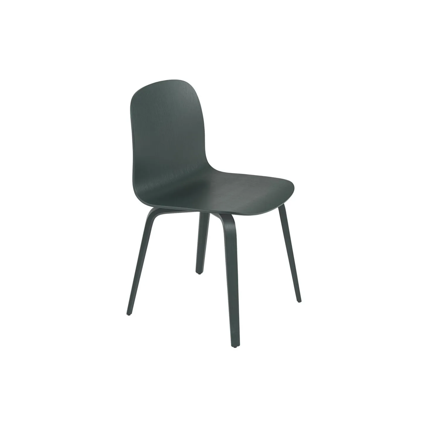 Visu Chair with Wood Base, dark green