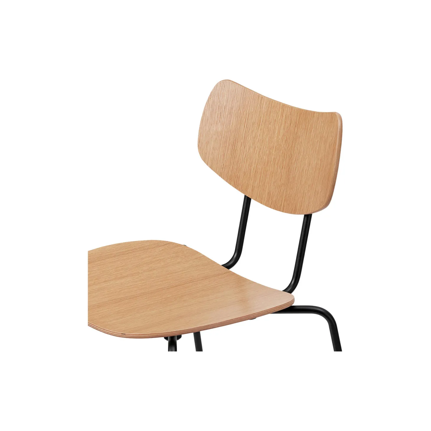 VLA26T Vega stol, lakeret eg med stel i pulverlakeret stål