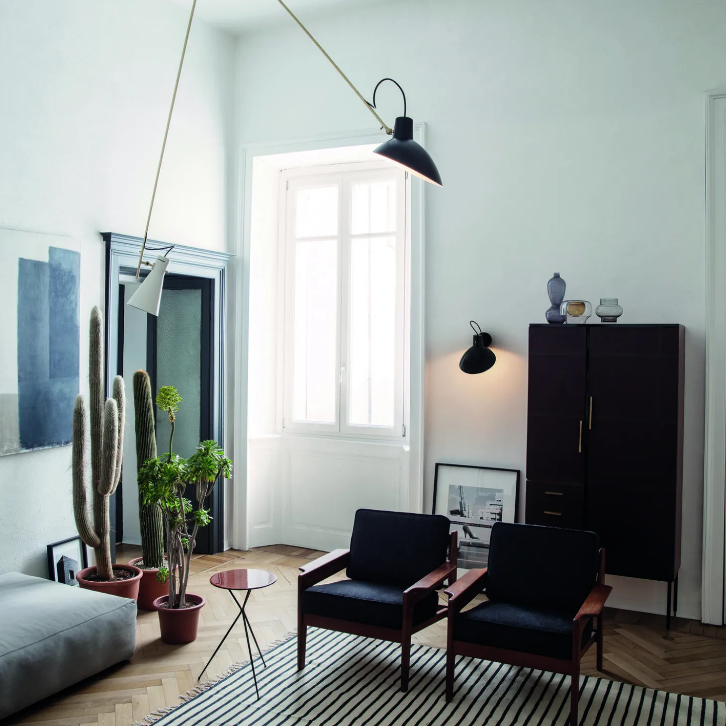 VV Cinquanta Wall Lamp with Switch, black/black