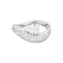 Wave Pear Pave Ring