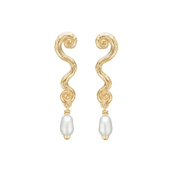 Wave øreringe, forgyldt sølv