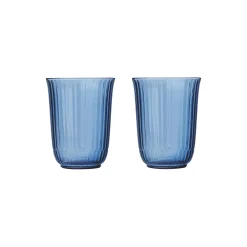 Waves vandglas højt 2 stk., blå