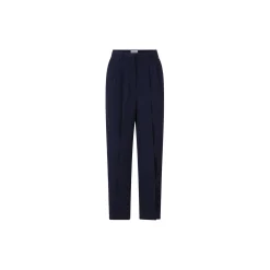 Wide Leg Pleated Pants, midnight blue