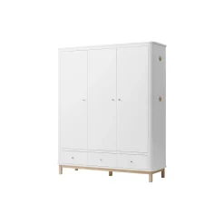 Wood klædeskab 3 døre, hvid/eg