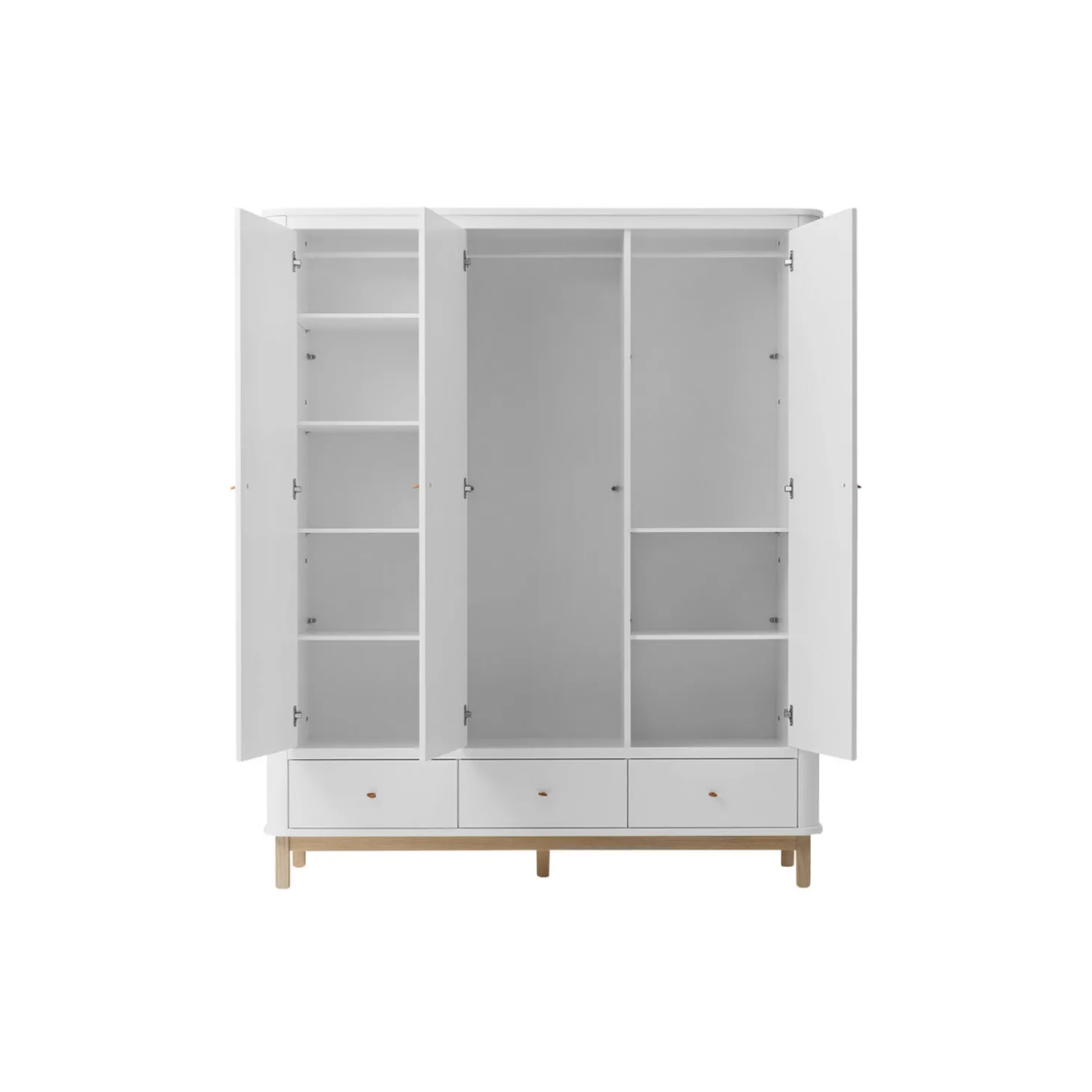 Wood klædeskab 3 døre, hvid/eg