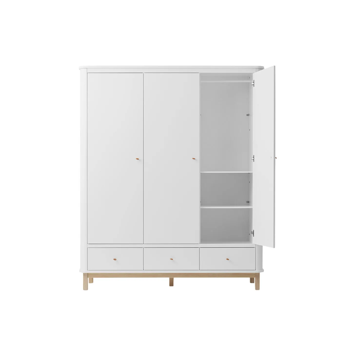 Wood klædeskab 3 døre, hvid/eg