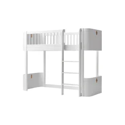 Wood Mini+ halvhøj seng 68x162 cm, hvid