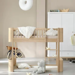 Wood Mini+ halvhøj seng 68x162 cm, eg