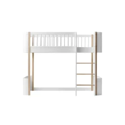 Wood Mini+ halvhøj seng 68x162 cm, hvid/eg