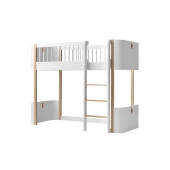 Wood Mini+ halvhøj seng 68x162 cm, hvid/eg