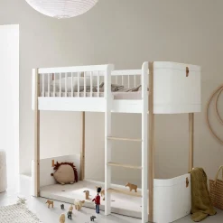 Wood Mini+ halvhøj seng 68x162 cm, hvid/eg