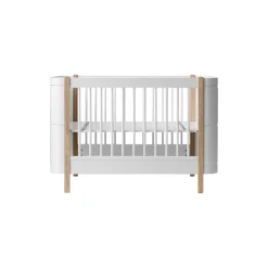 Wood Mini+ tremmeseng ekskl. junior kit 68x122 cm, hvid/eg