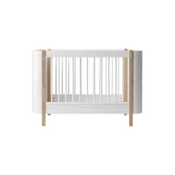 Wood Mini+ tremmeseng ekskl. junior kit 68x122 cm, hvid/eg